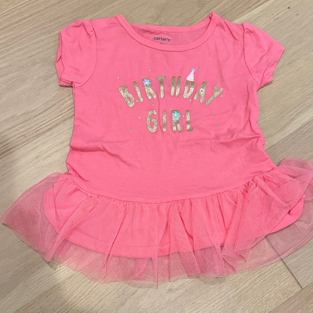 NWOT Carter's Pink Birthday Girl Tee with Lace size 2T